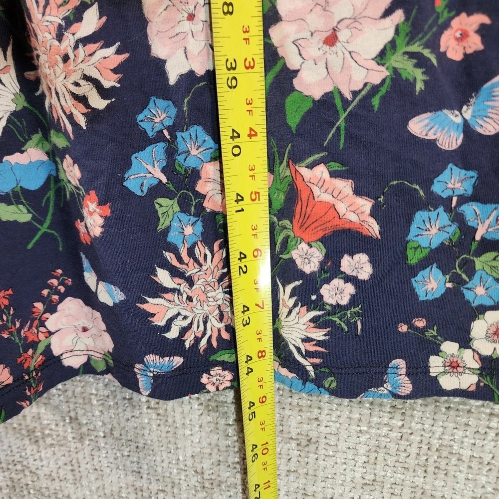 Tea Collection Womens S Blue Floral Midi Dress Stretch Knit Cottage 3/4 Sleeve - Picture 7 of 11